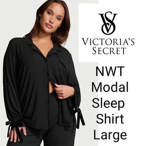 NWT Victoria's Secret Black Modal Sleep Shirt Size Large